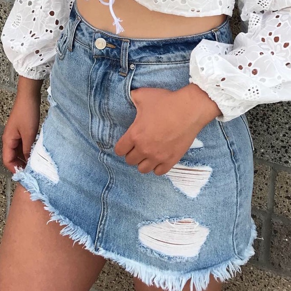 High-Rise Jean Skirt